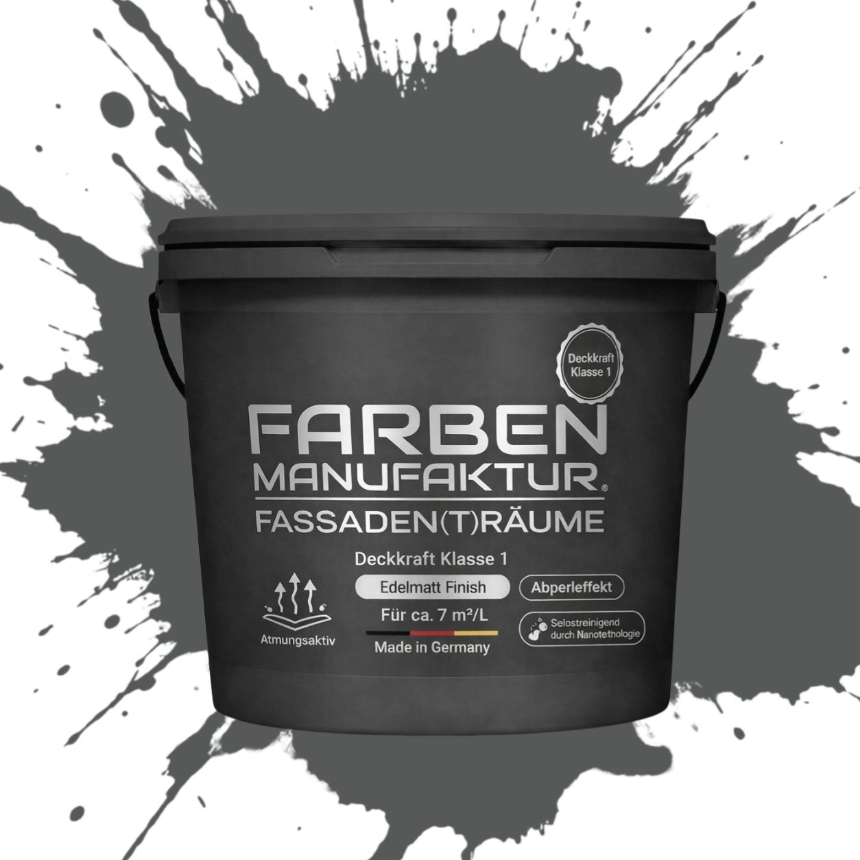 Farben Manufaktur Fassaden(t)räume Silikonharz mit Silber Glitzer - RAL 7010 Zeltgrau Farben Manufaktur Fassaden(t)räume Silikonharz mit Silber Glitzer - RAL 7010 Zeltgrau