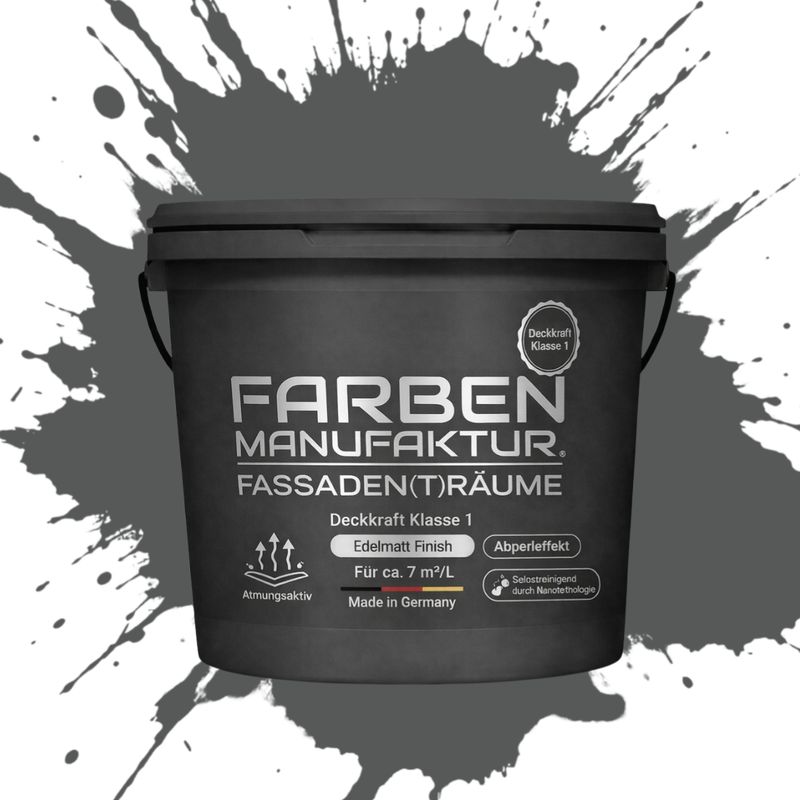 Farben Manufaktur Fassaden(t)räume Silikonharz mit Silber Glitzer - RAL 7010 Zeltgrau Farben Manufaktur Fassaden(t)räume Silikonharz mit Silber Glitzer - RAL 7010 Zeltgrau