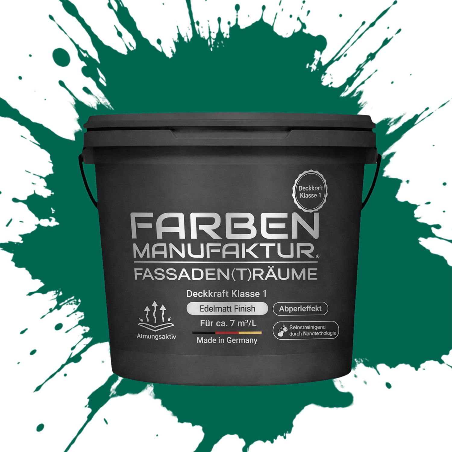 Farben Manufaktur Fassaden(t)räume Silikonharz mit Silber Glitzer - RAL 6016 Türkisgrün Farben Manufaktur Fassaden(t)räume Silikonharz mit Silber Glitzer - RAL 6016 Türkisgrün