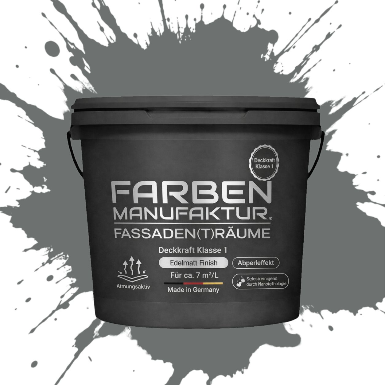 Farben Manufaktur Fassaden(t)räume Silikonharz mit Silber Glitzer - RAL 7005 Mausgrau Farben Manufaktur Fassaden(t)räume Silikonharz mit Silber Glitzer - RAL 7005 Mausgrau