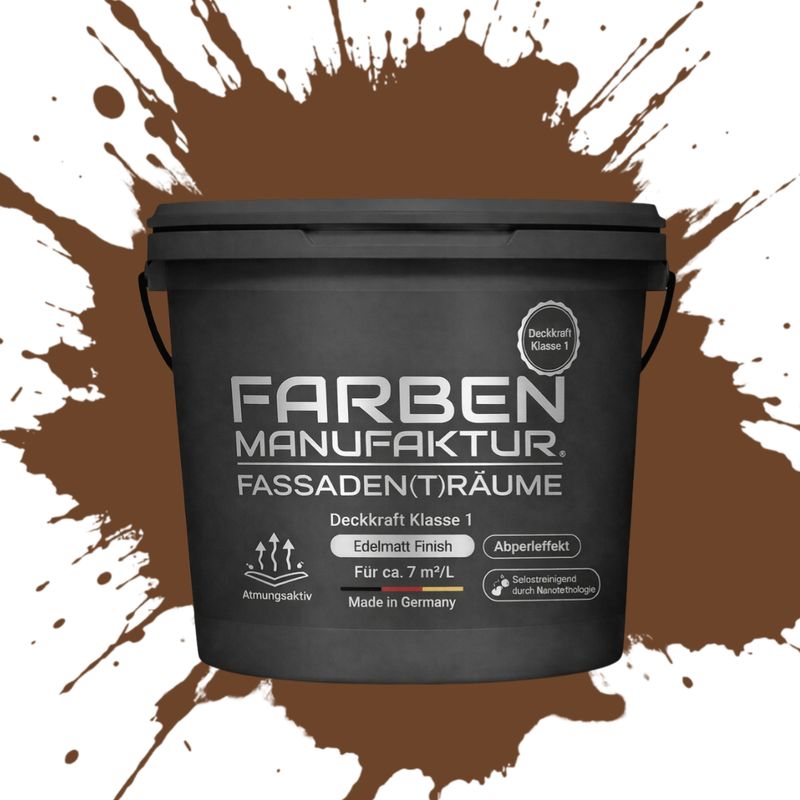 Farben Manufaktur Fassaden(t)räume Silikonharz mit Silber Glitzer - RAL 8007 Rehbraun Farben Manufaktur Fassaden(t)räume Silikonharz mit Silber Glitzer - RAL 8007 Rehbraun
