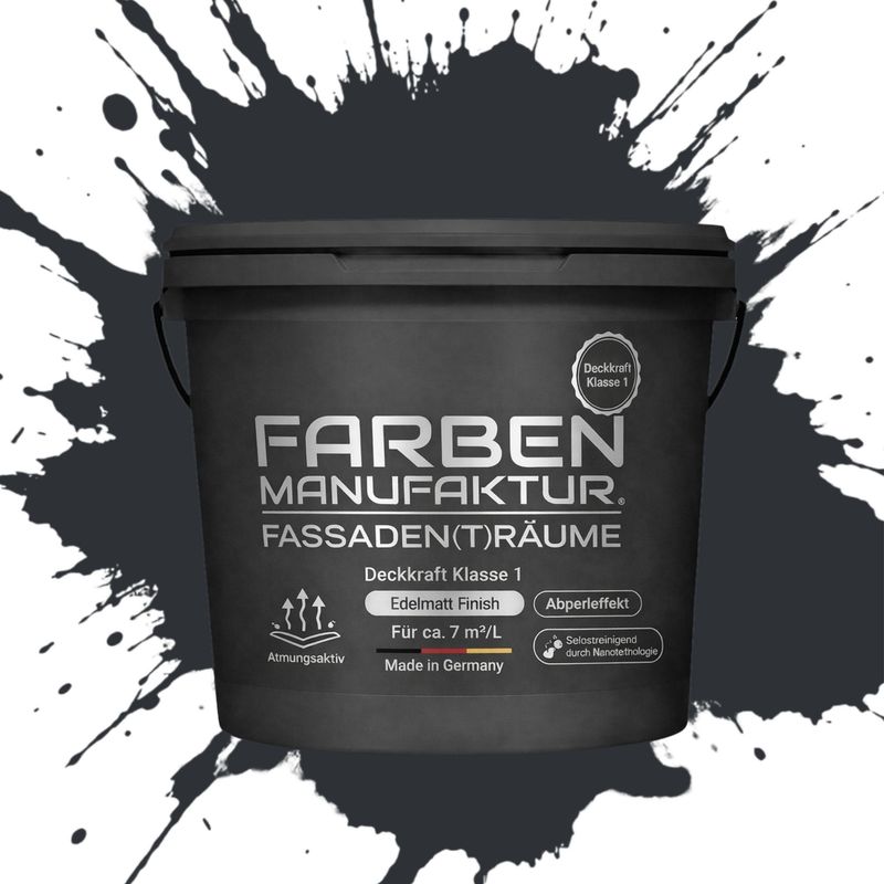 Farben Manufaktur Fassaden(t)räume Silikonharz mit Silber Glitzer - RAL 7021 Schwarzgrau Farben Manufaktur Fassaden(t)räume Silikonharz mit Silber Glitzer - RAL 7021 Schwarzgrau