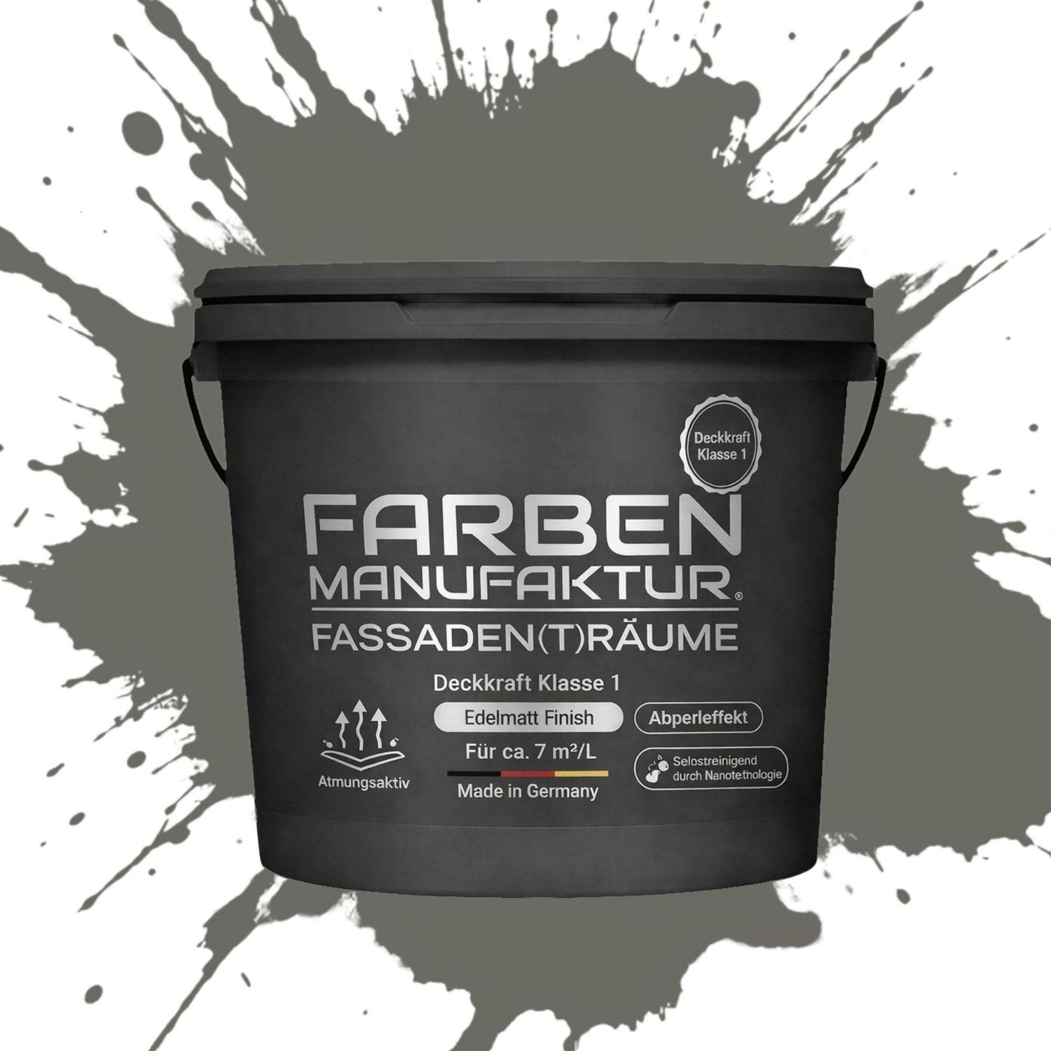 Farben Manufaktur Fassaden(t)räume Silikonharz mit Silber Glitzer - RAL 7039 Quarzgrau Farben Manufaktur Fassaden(t)räume Silikonharz mit Silber Glitzer - RAL 7039 Quarzgrau