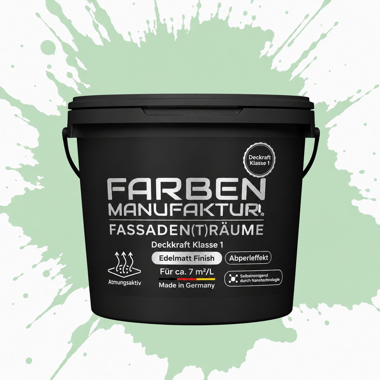 Farben Manufaktur Fassaden(t)räume Silikonharz mit Silber Glitzer - RAL 6019 Weißgrün Farben Manufaktur Fassaden(t)räume Silikonharz mit Silber Glitzer - RAL 6019 Weißgrün