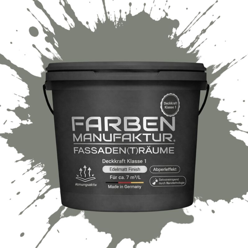 Farben Manufaktur Fassaden(t)räume Silikonharz mit Silber Glitzer - RAL 7023 Betongrau Farben Manufaktur Fassaden(t)räume Silikonharz mit Silber Glitzer - RAL 7023 Betongrau
