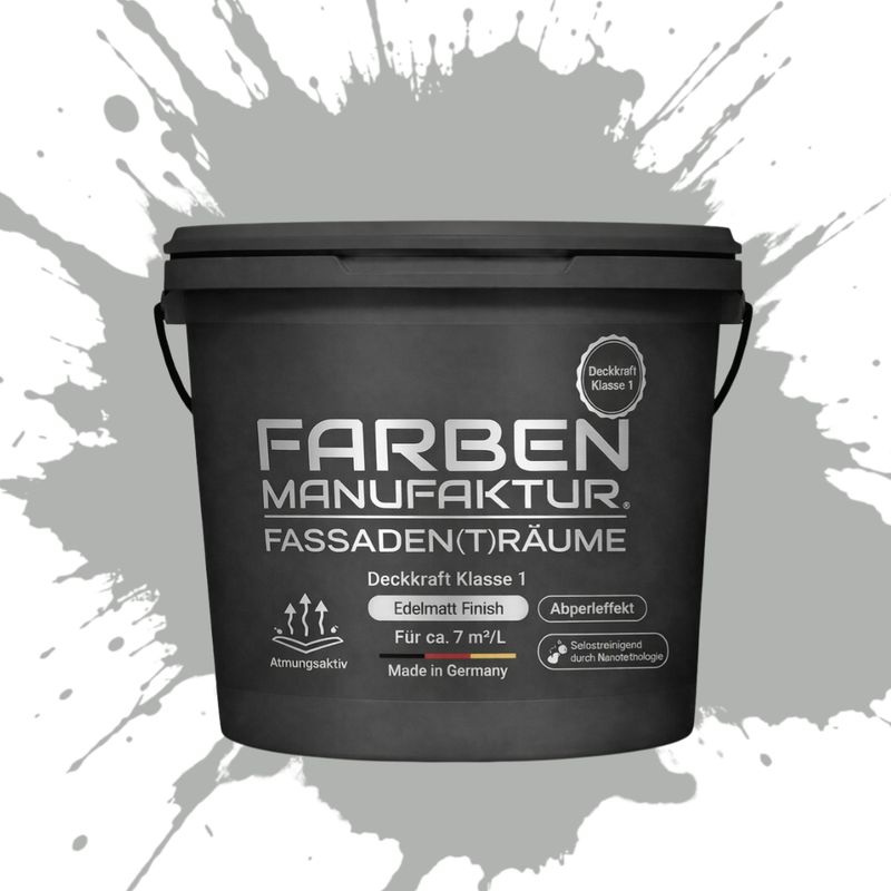 Farben Manufaktur Fassaden(t)räume Silikonharz mit Silber Glitzer - RAL 7038 Achatgrau Farben Manufaktur Fassaden(t)räume Silikonharz mit Silber Glitzer - RAL 7038 Achatgrau