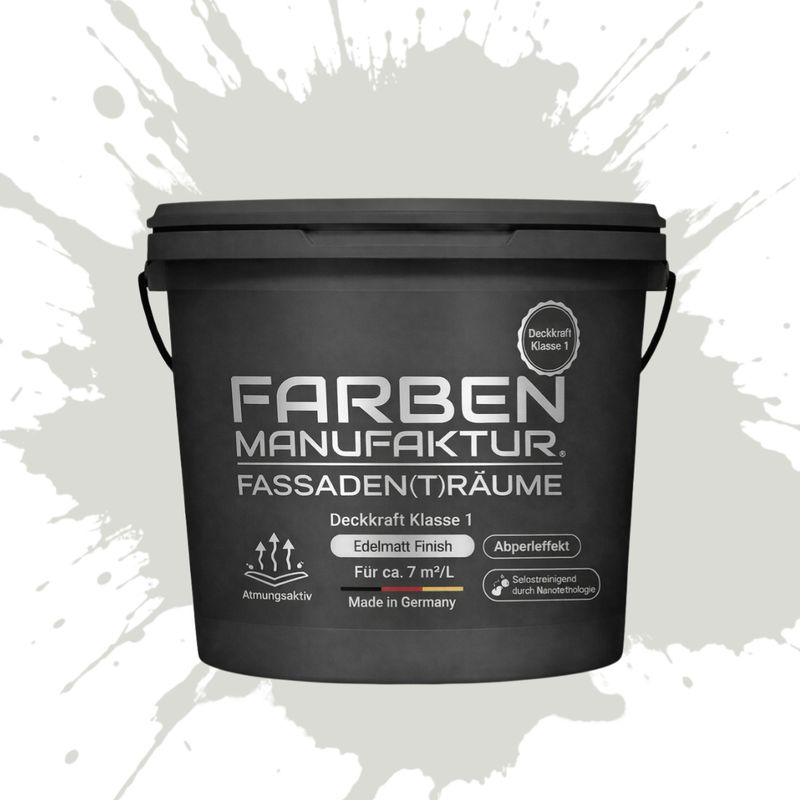Farben Manufaktur Fassaden(t)räume Silikonharz mit Silber Glitzer - RAL 9002 Grauweiß Farben Manufaktur Fassaden(t)räume Silikonharz mit Silber Glitzer - RAL 9002 Grauweiß