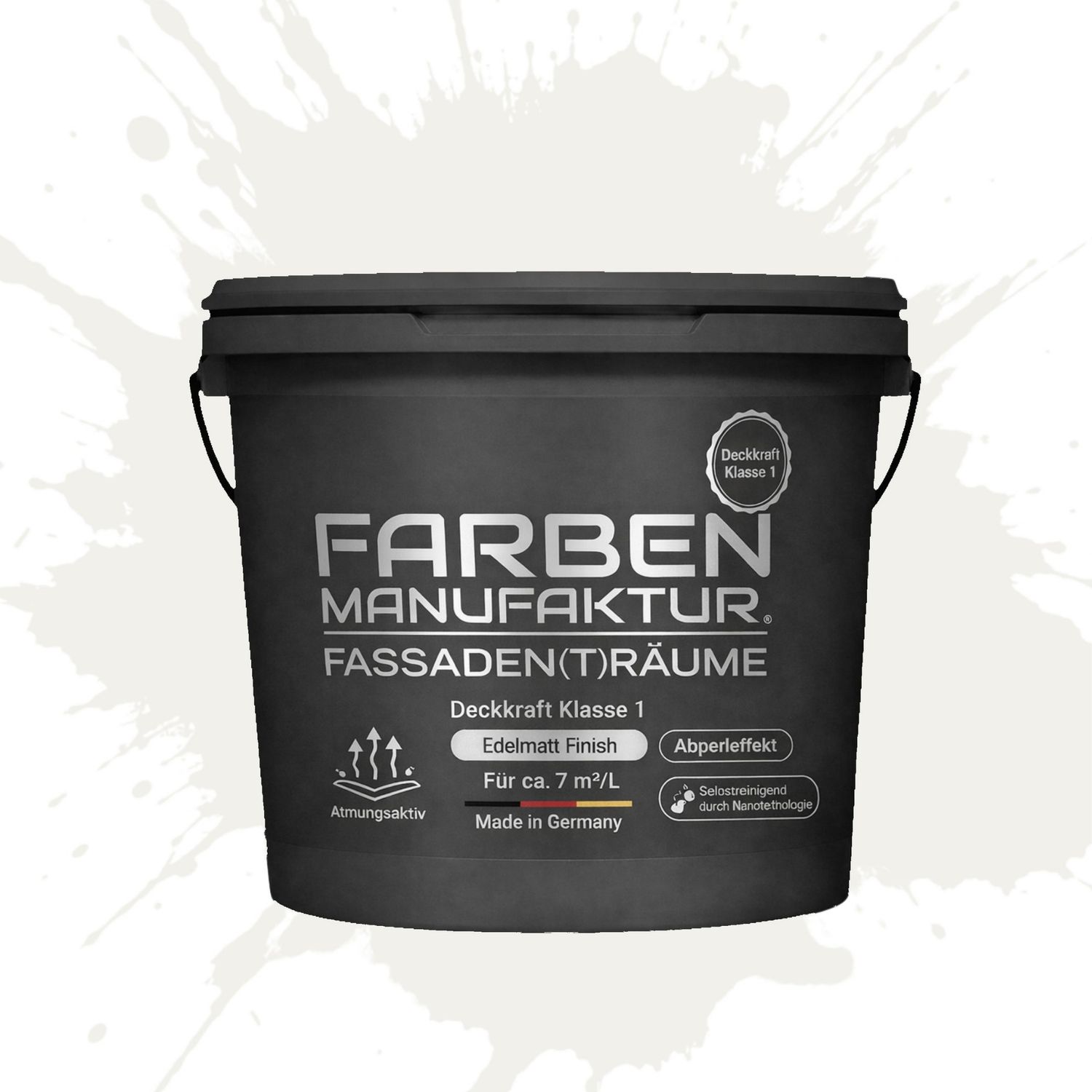 Farben Manufaktur Fassaden(t)räume Silikonharz mit Silber Glitzer - RAL 9016 Verkehrsweiß Farben Manufaktur Fassaden(t)räume Silikonharz mit Silber Glitzer - RAL 9016 Verkehrsweiß