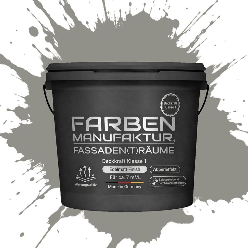 Farben Manufaktur Fassaden(t)räume Silikonharz mit Silber Glitzer - RAL 7030 Steingrau Farben Manufaktur Fassaden(t)räume Silikonharz mit Silber Glitzer - RAL 7030 Steingrau