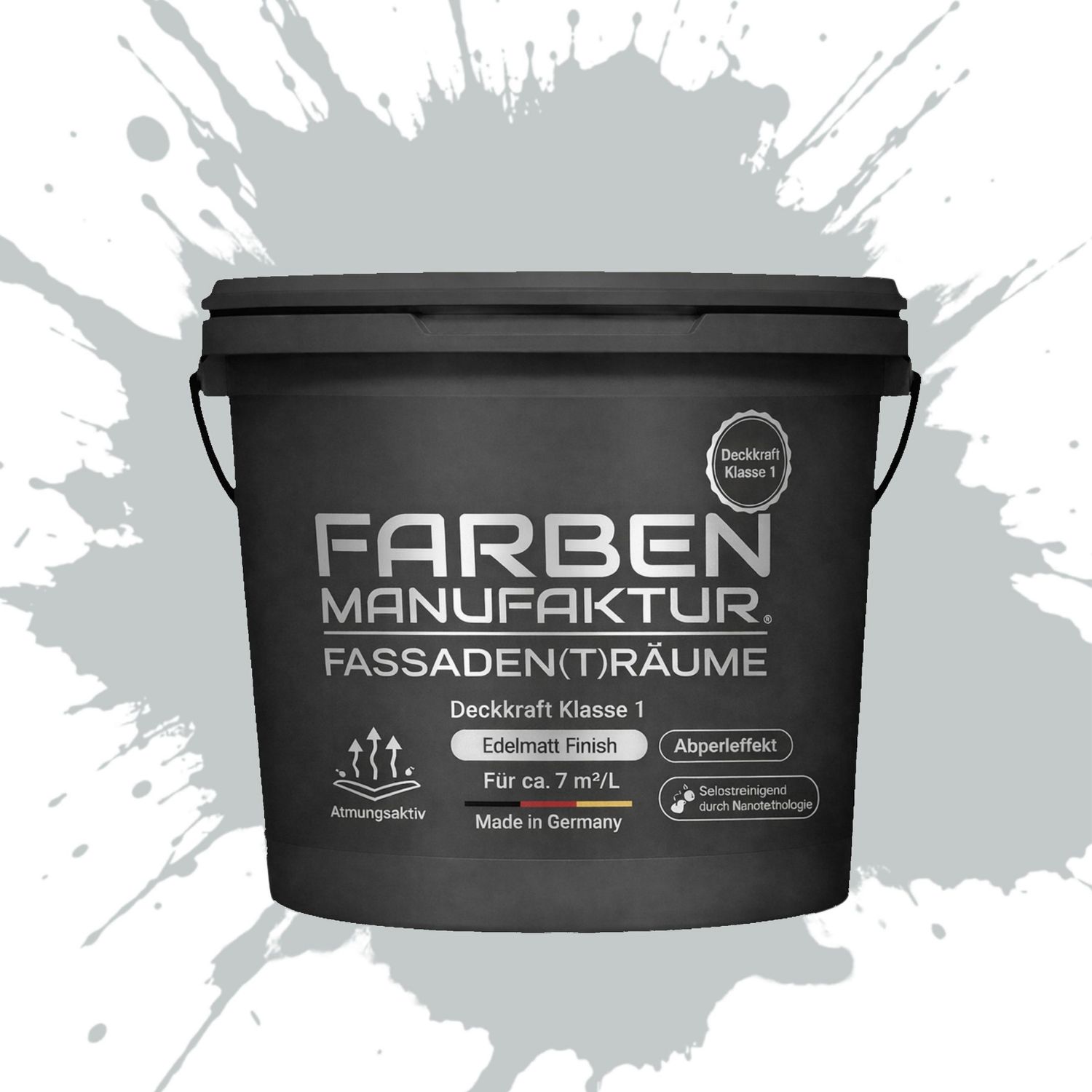 Farben Manufaktur Fassaden(t)räume Silikonharz mit Silber Glitzer - RAL 7035 Lichtgrau Farben Manufaktur Fassaden(t)räume Silikonharz mit Silber Glitzer - RAL 7035 Lichtgrau