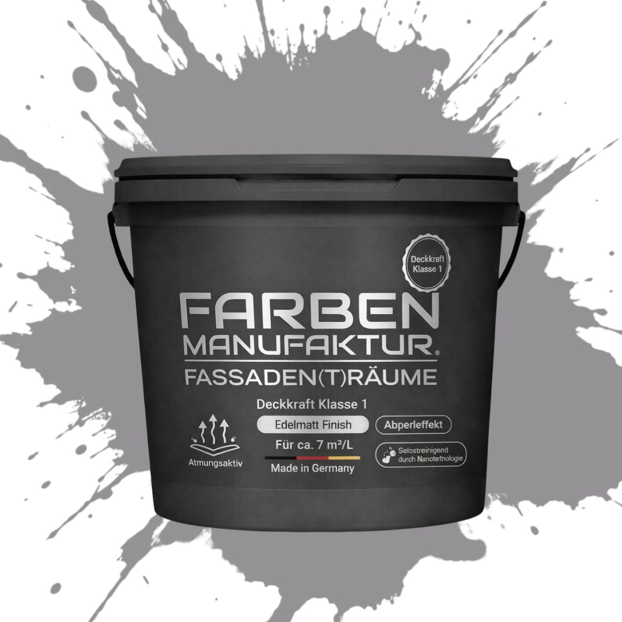 Farben Manufaktur Fassaden(t)räume Silikonharz mit Silber Glitzer - RAL 7036 Platingrau Farben Manufaktur Fassaden(t)räume Silikonharz mit Silber Glitzer - RAL 7036 Platingrau