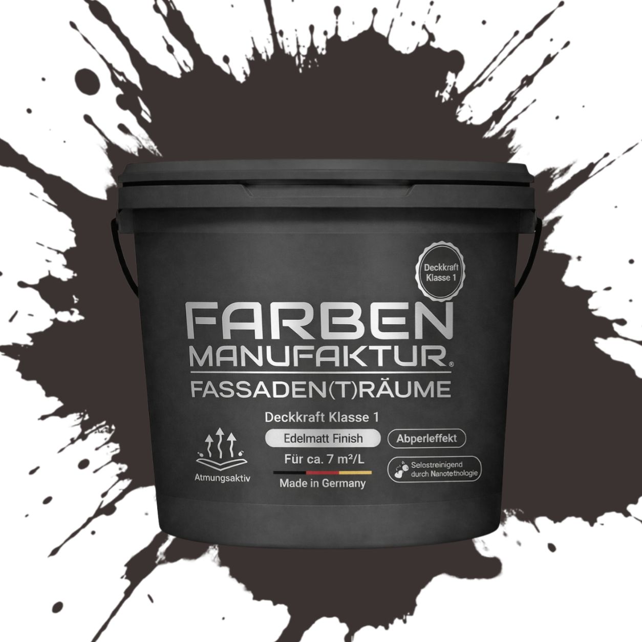 Farben Manufaktur Fassaden(t)räume Silikonharz mit Silber Glitzer - RAL 8019 Graubraun Farben Manufaktur Fassaden(t)räume Silikonharz mit Silber Glitzer - RAL 8019 Graubraun