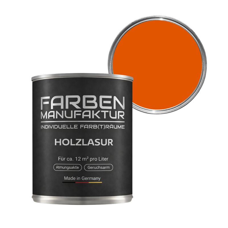 Farben Manufaktur Holzlasur RAL 2009 - Verkehrsorange Farben Manufaktur Holzlasur RAL 2009 - Verkehrsorange