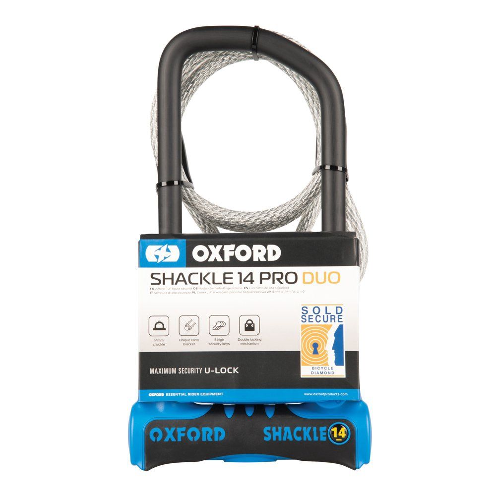 Oxford Shackle14 Pro Duo U-Lock 320mm x 177mm + cable