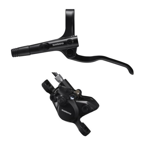 Shimano BR-MT200 / BL-MT200 bled brake lever/post mount caliper, black, rear left