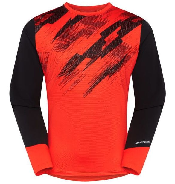Flux Men's Long Sleeve Trail Jersey, Colour: Magma Red/Black, Size: Small