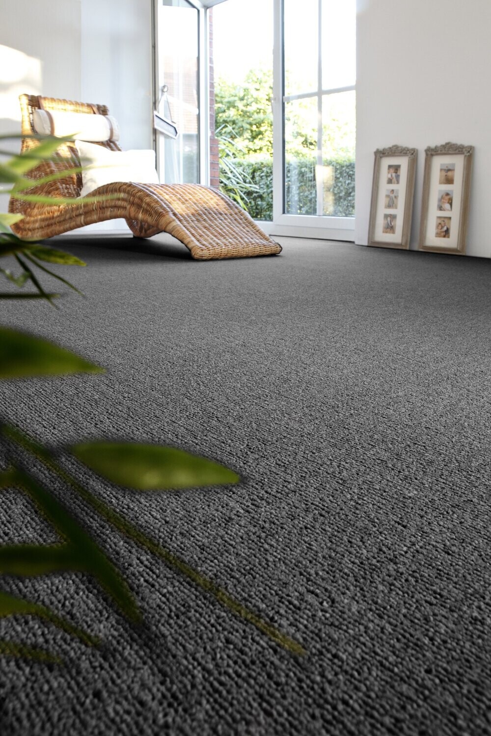 Teppichboden (8€/m²) Auslegware Schlinge Anthrazit 200 cm breite