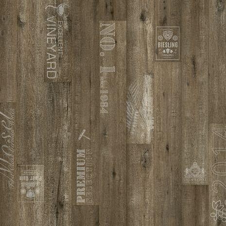 Bodenbelag (9€/m²)  Retro Holz Optik mit Schriftzügen  200 cm Breite