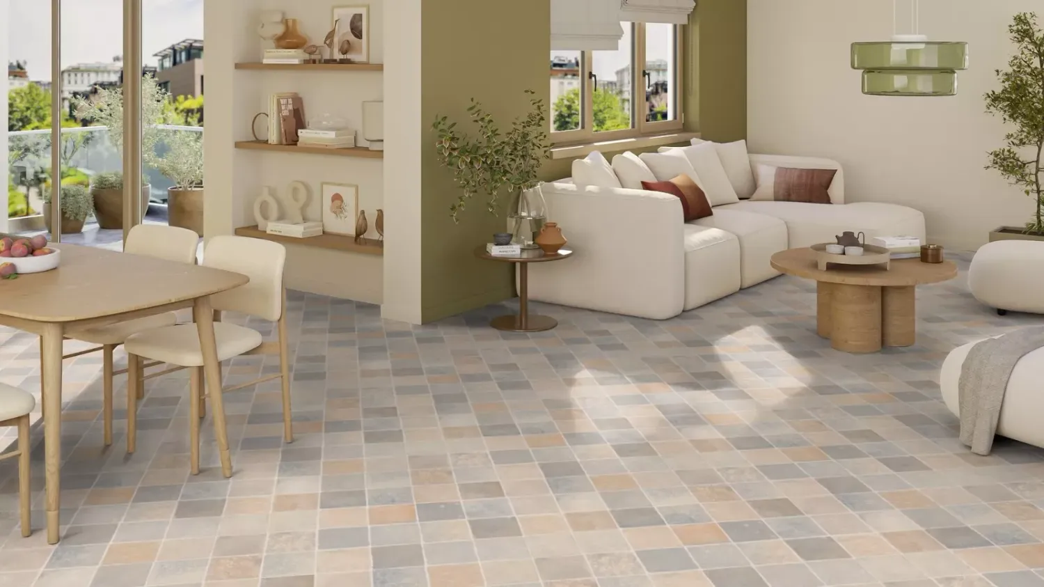 CV PVC (10€/m²) Vinyl Bodenbelag Fliesen Stein Optik beige grau 2 Meter breite