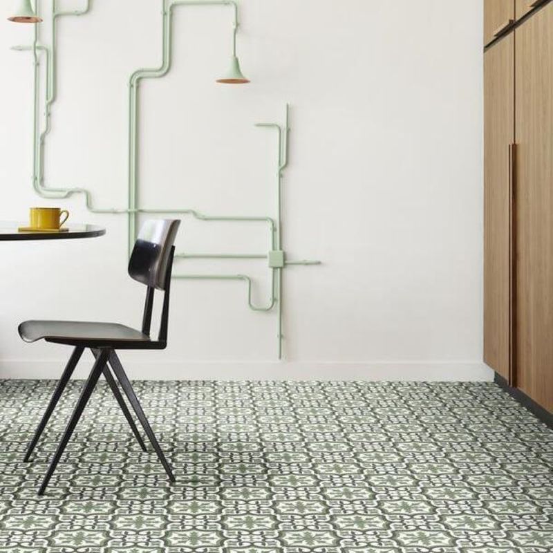 PVC (10€/m²) CV Vinyl Bodenbelag Retro Fliese Grün 2 meter breite PVC (10€/m²) CV Vinyl Bodenbelag Retro Fliese Grün 2 meter breite
