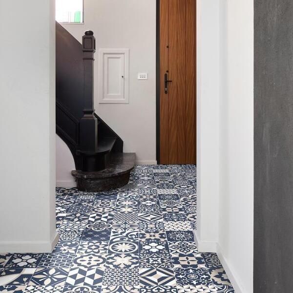 PVC (10€/m²) CV Vinyl Bodenbelag Retro Fliese Blau 2 meter breite PVC (10€/m²) CV Vinyl Bodenbelag Retro Fliese Blau 2 meter breite