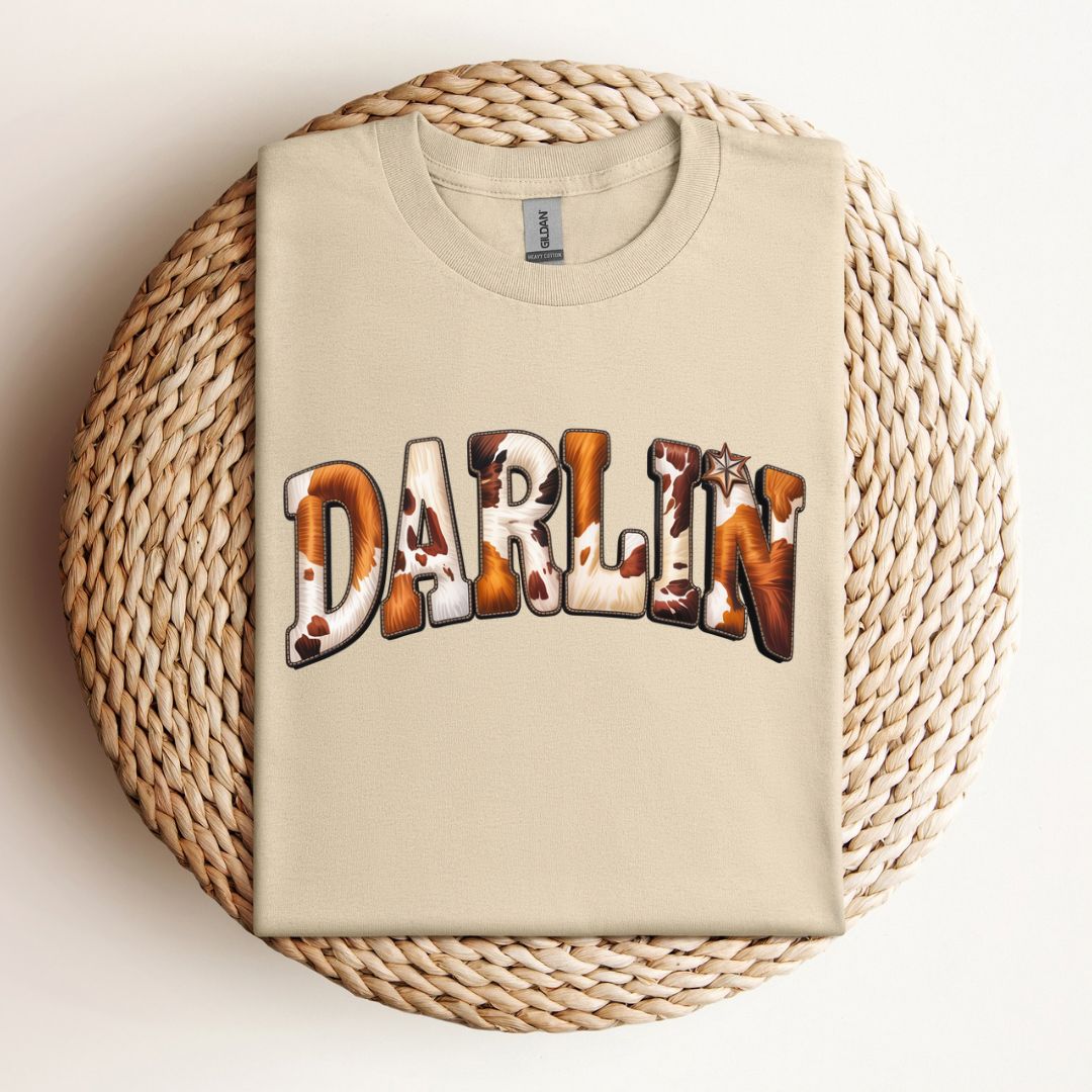 Darlin Western Cow Print T-Shirt