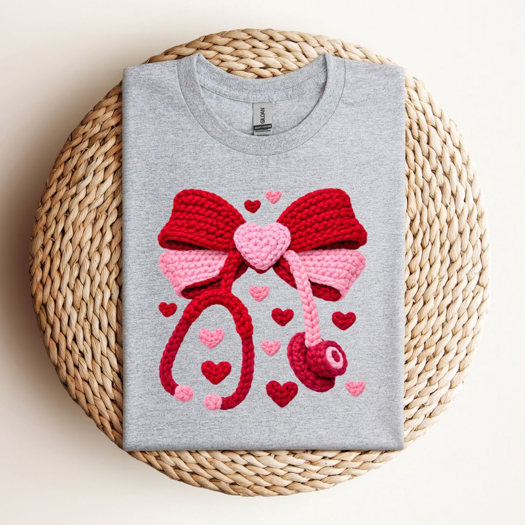 Nurse Stethoscope Faux Yarn T-Shirt