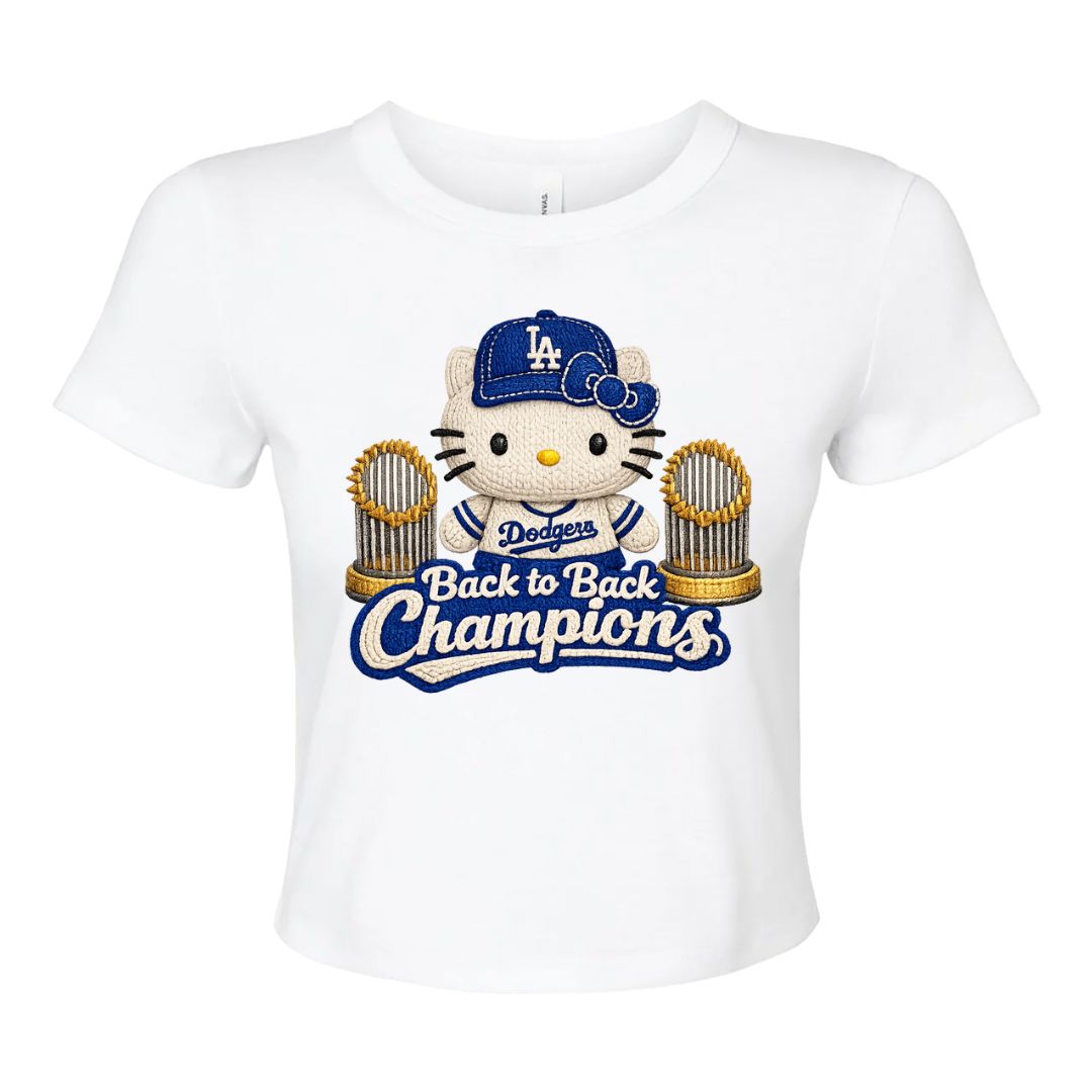 Hello Kitty Dodgers Faux Yarn Baby Tee / Crop Top