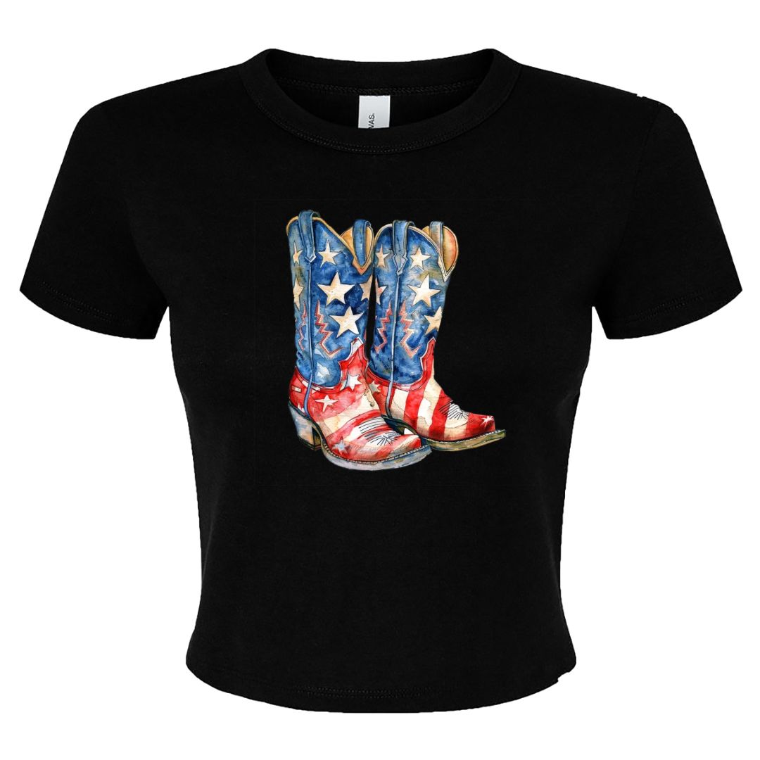 Patriotic Cowgirl Baby Tee / Crop Tank Top