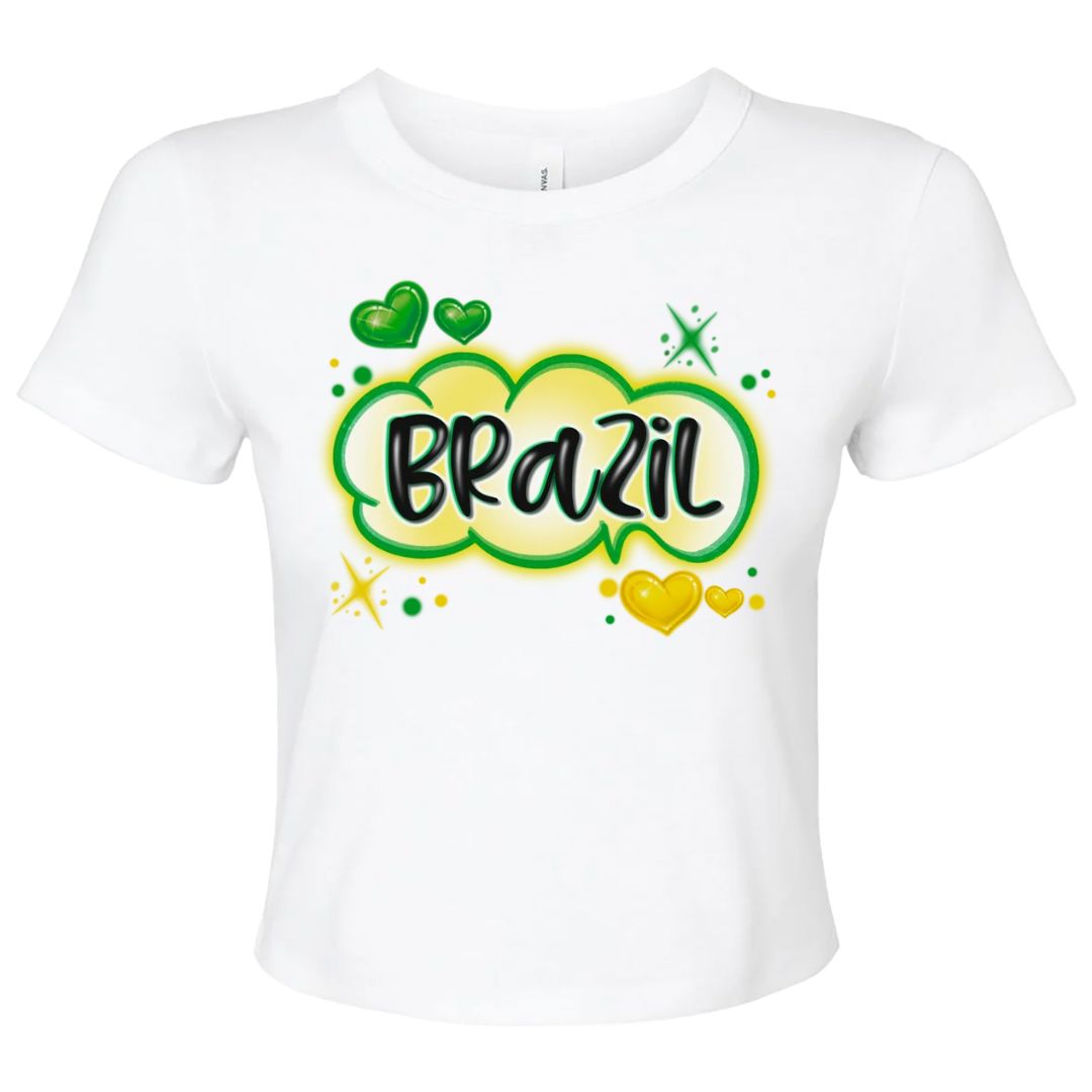 Brazil Faux Airbrushed Baby Tee / Crop Top