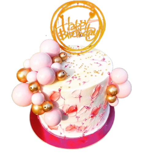 Golden &amp; Pink Ball Cake