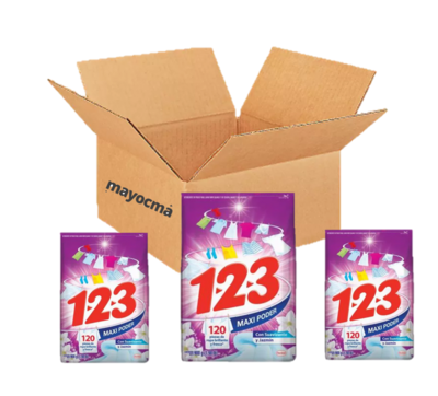Caja Detergente 123 maxi poder y jazmín 20pza de 900 g c/u