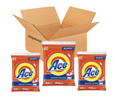 Caja Detergente en polvo Ace 18 pza de 800 g c/u