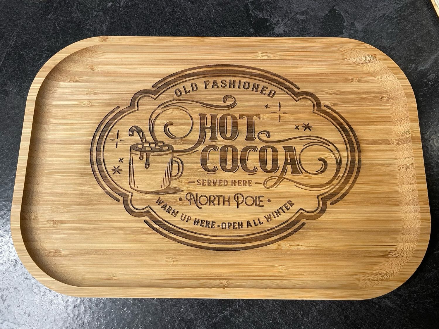 Hot Cocoa Bamboo Serving Tray