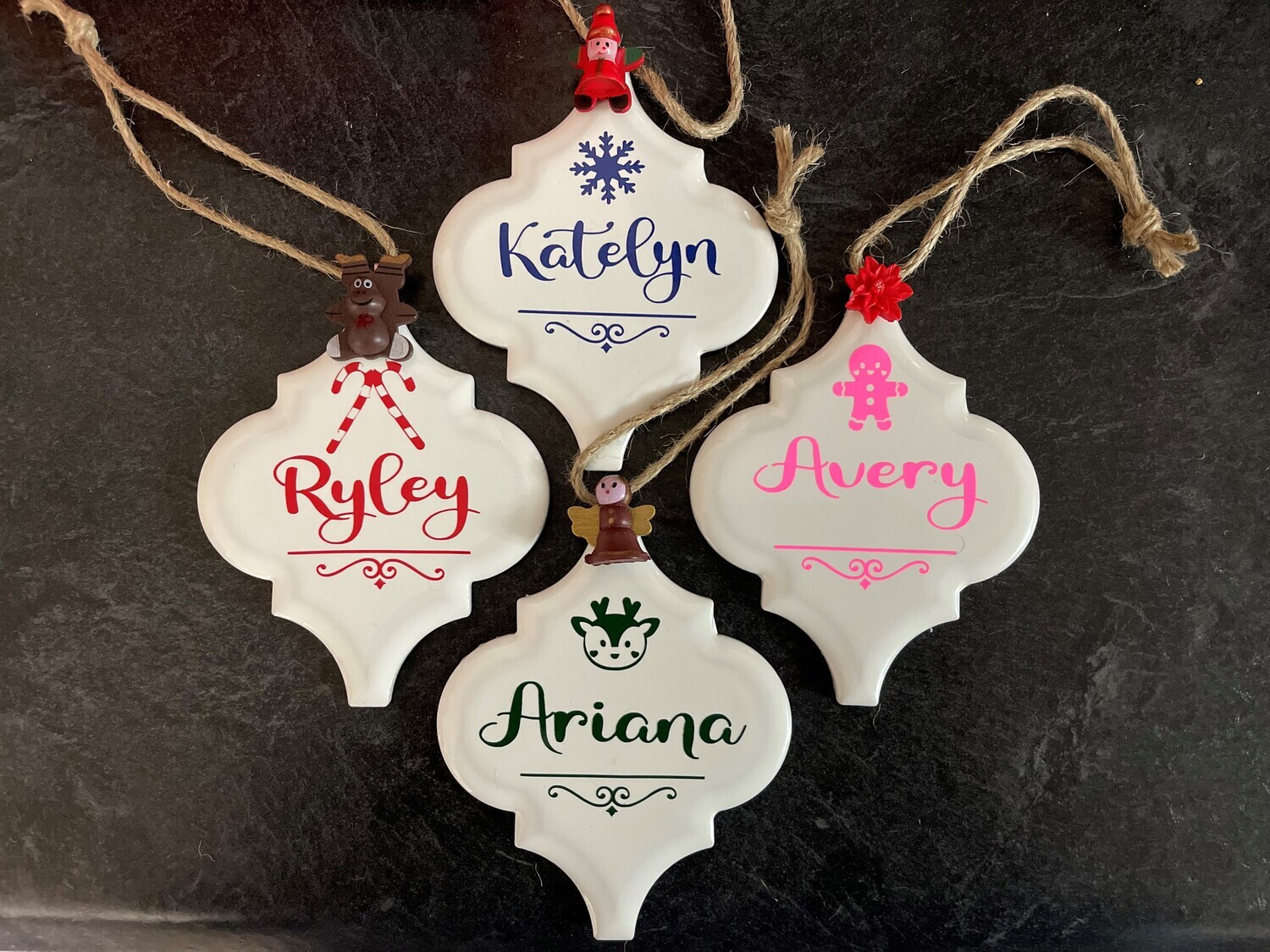 Porcelain Christmas Ornament - Vinyl Image/Name