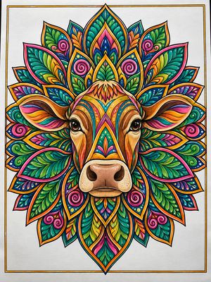 Cow Mandala - 8-1/4" x 11-3/4"
