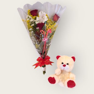 Ramalhete de Rosas e Urso