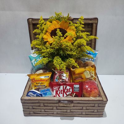 Mini Mix de Café com um Girassol no Baú Sintético