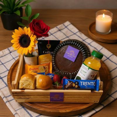 Cesta de Café Flores e Doçura