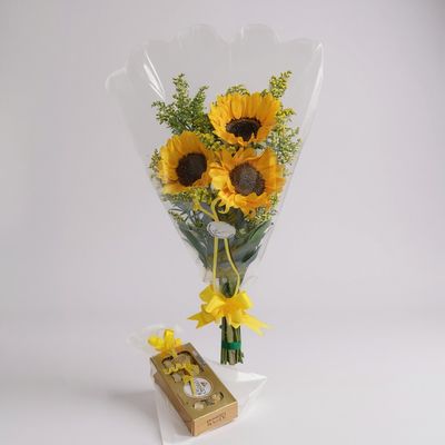 Ramalhete de Girassóis e Ferrero Rocher