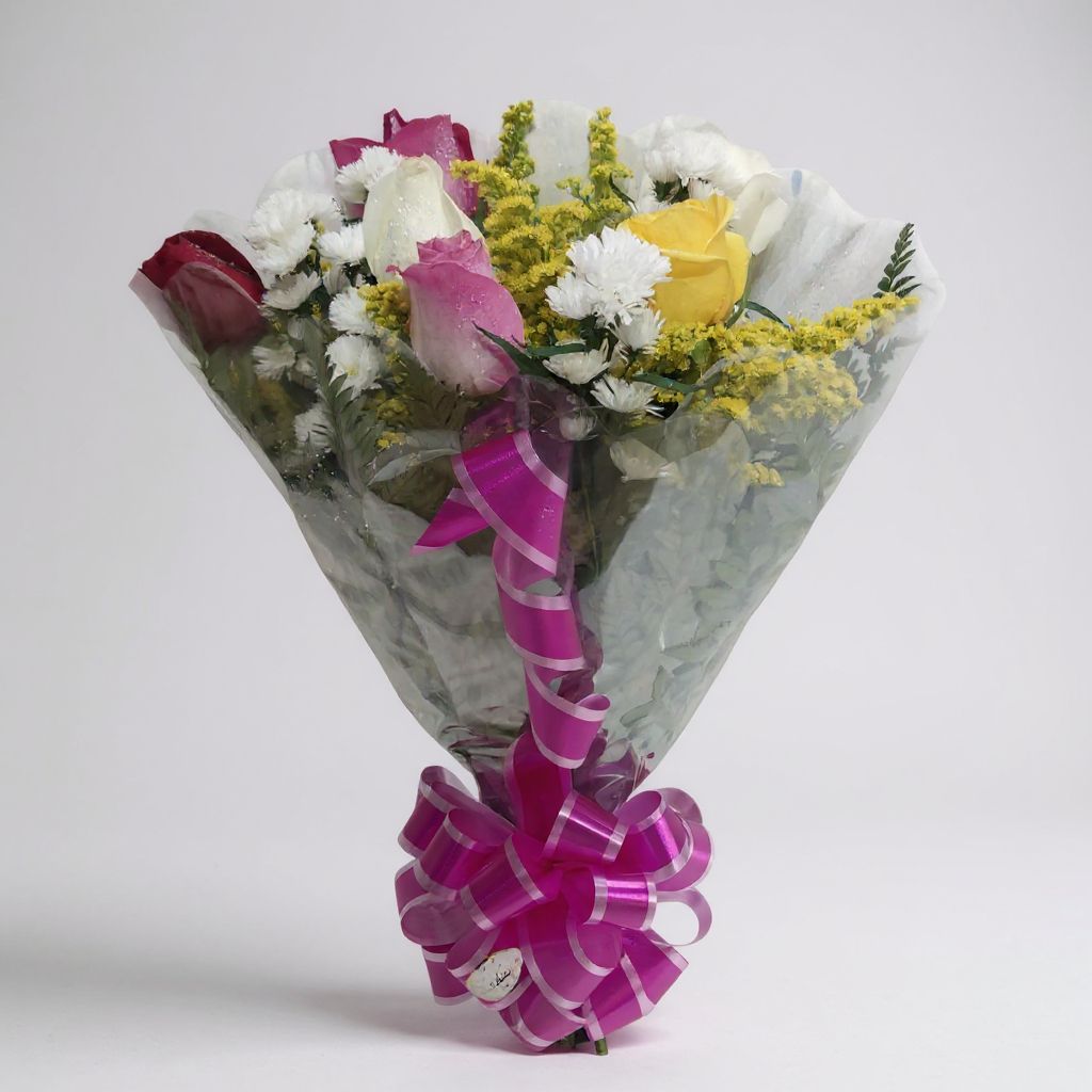 Buquê de 06 Rosas Coloridas