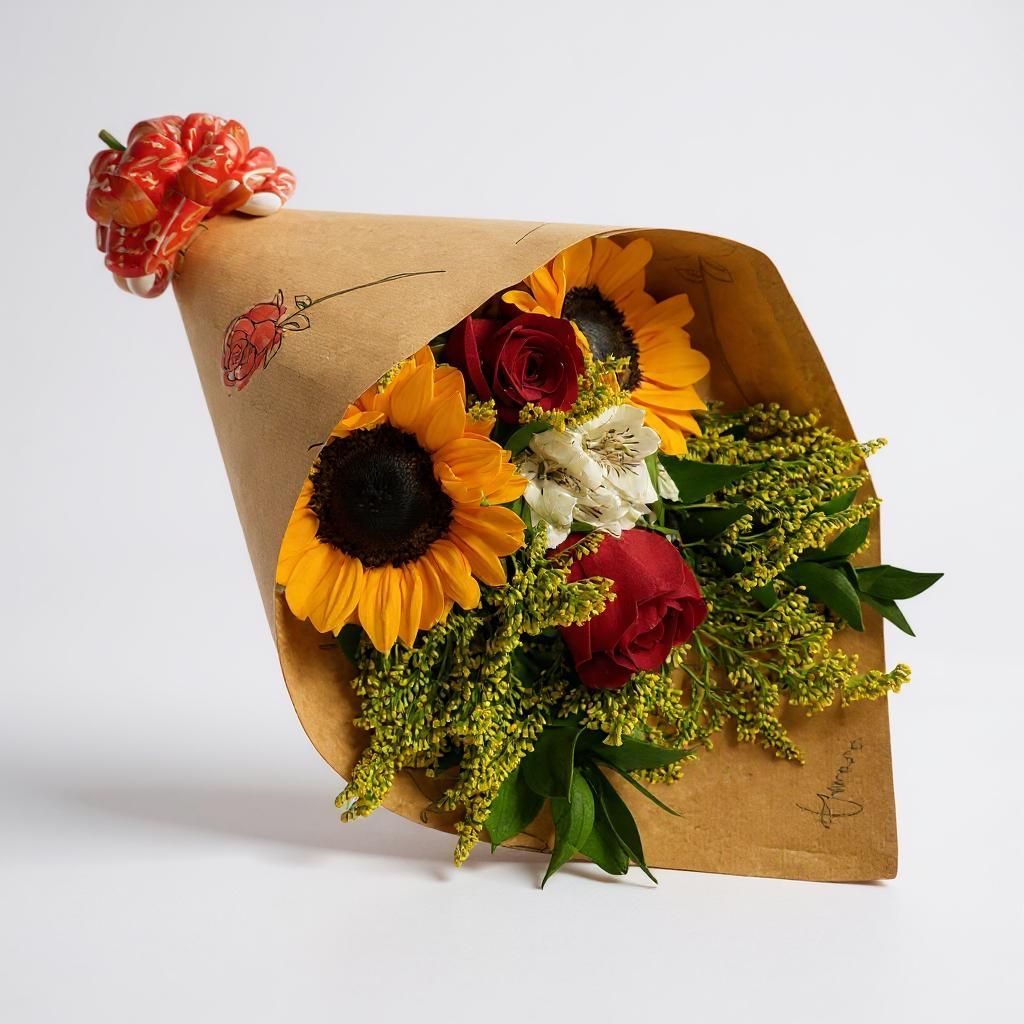 Ramalhete de Rosas e Girassóis Passione