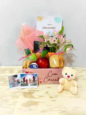 Cesta de Café Com Carinho + Ursinho + Mini Fotos