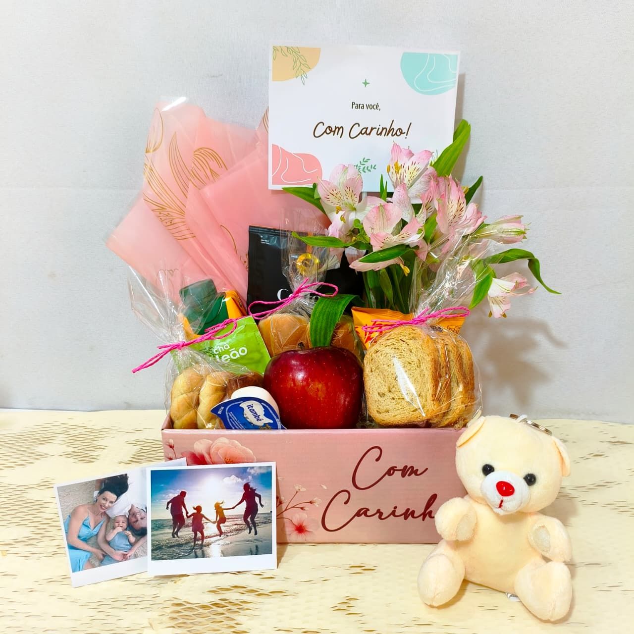 Cesta de Café Com Carinho + Ursinho + Mini Fotos