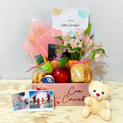 Cesta de Café Com Carinho + Ursinho + Mini Fotos