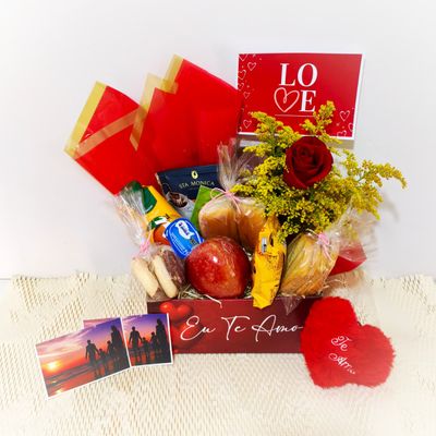 Cesta de Café My Love + Chaveiro de Coração + Mini Fotos