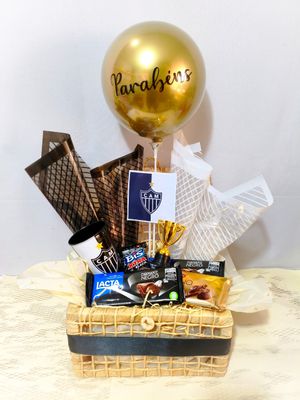 Cesta de Chocolates Saudações Alvinegras + Balão de Aniversário