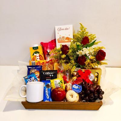 Bandeja de Café Especial com Rosas