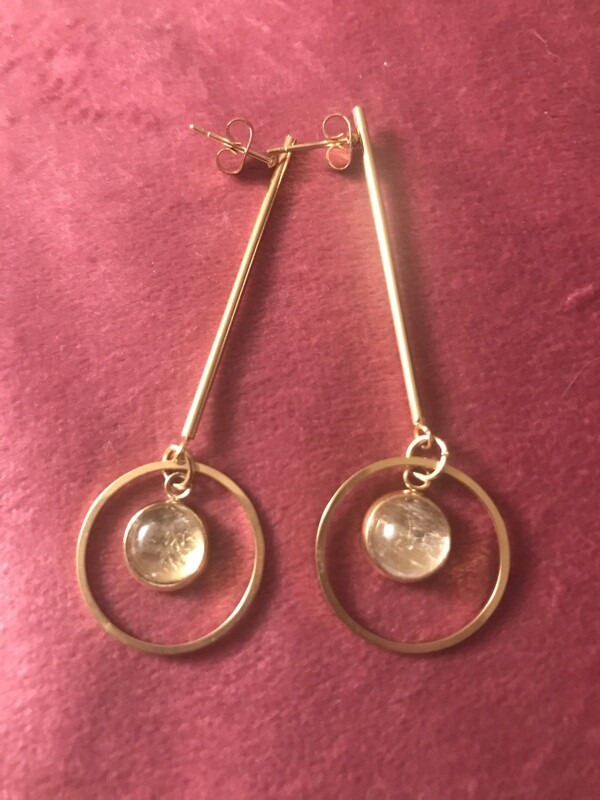Gold Rutile Quartz drop earrings