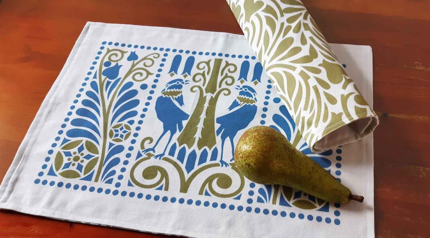 Platzset / Tischset, zweiseitig, Grün/Blau, 50x35cm, Baumwollstoff